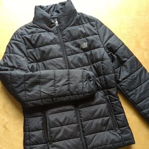 New Balance Black Quilted Puffer Jacket with Logo